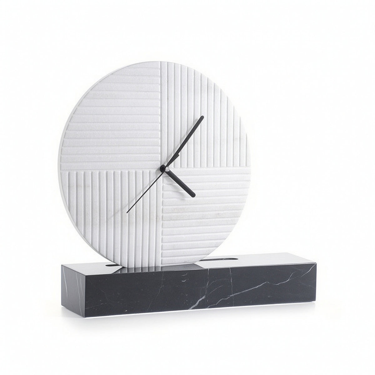 Decorative Clock with Marble Base Modern Geometric Table Clock Minimalist for Desk