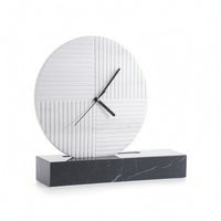 Decorative Clock with Marble Base Modern Geometric Table Clock Minimalist for Desk