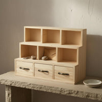 Wooden Desktop Cabinet Wooden Wood Desk Organizer 3 Drawers Tabletop Drawer Box