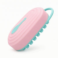 Handheld Scalp Massage Comb with Loop Handle Easy-Grip Silicone Scalp Massager 2 in 1 Compact for Shower