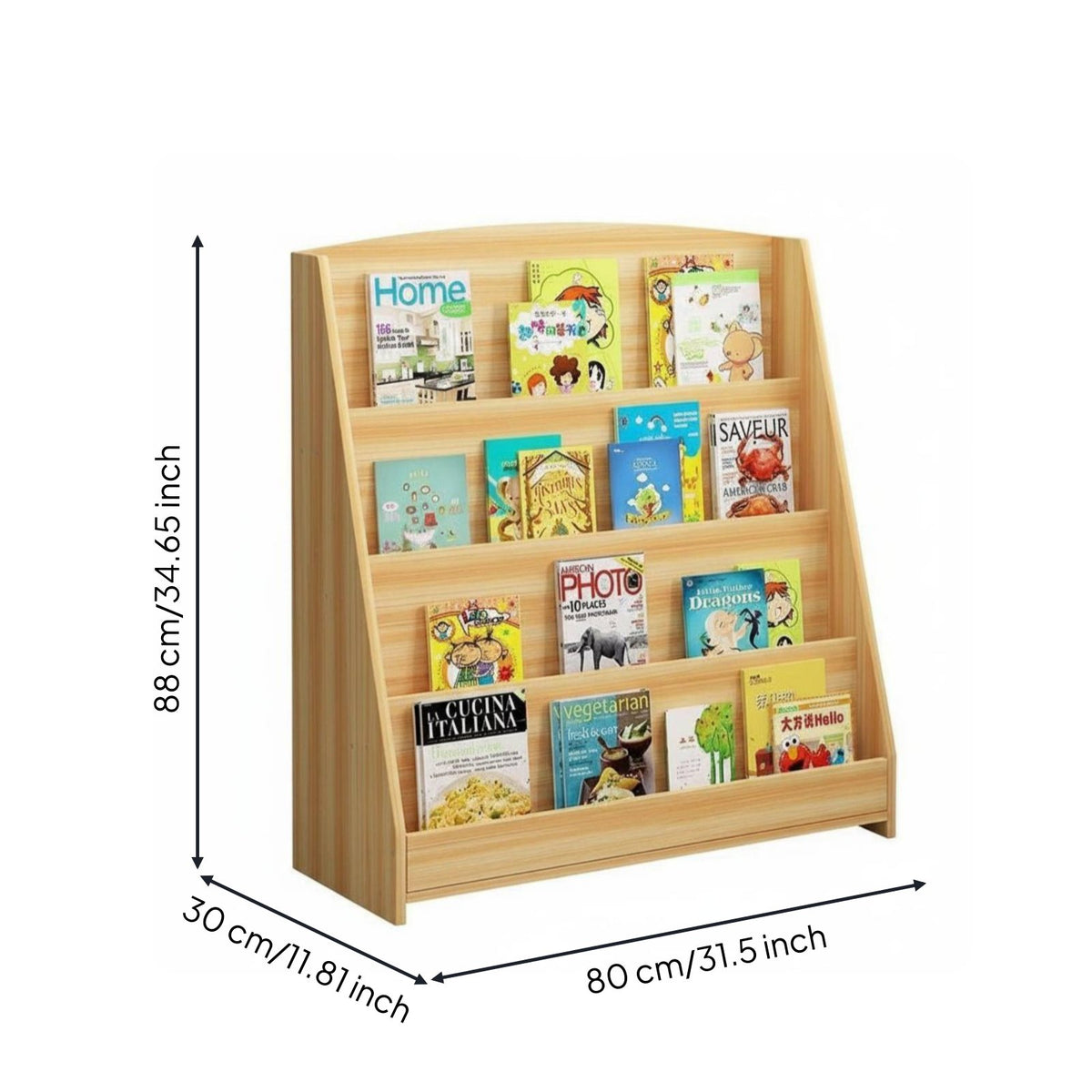 Multi-Layer Storage Student Study Station Modern Simple Design Writing Desk with Bookshelf Sturdy Construction Desk with Hutch Nordic Design for Students, Teens, Dorm Room, Bedroom