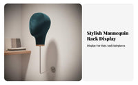 Velvet Hairpiece Display Head Space Saving Wall Mount Hairpiece Stand Sturdy Metal Hook Wall Mounted Mannequin Head for Retailers, Closet, Entryway