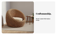 3 Pieces Hand-Woven Spherical Wicker Chair Set Natural Aesthetic Indoor Furniture Bohemian design Lounge Seating Sturdy Construction for Homeowners, Interior Designers, Adults, Living Room, Bedroom, Sunroom, Balcony