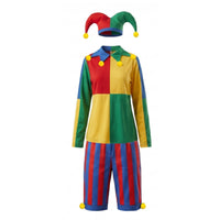 Clown Costume Halloween Clown Outfit with Hat Striped Court Fool Costume for Carnival, Stage Performance