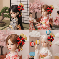 BJD Doll Kimono Fabric Hair Clip Japanese Style Headwear for 1/3 1/4 Scale Dolls