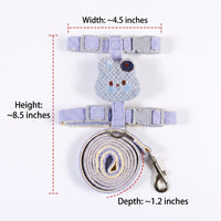 Small Dog Harness and Pet Walking Leash Set, Decorative Polyester H-Shape Pet Walking Harness, 1.2 Meter Non-Retractable Small Dog Leash Travel