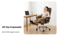 Lumbar Support Reclining Ergonomic Chair with Footrest Adjustable Headrest High-Back Reclining Chair with Footrest 360° Swivel Computer Seat Breathable Backrest for Executives, Remote Workers, Students, Napping, Study Room, Gaming Setup