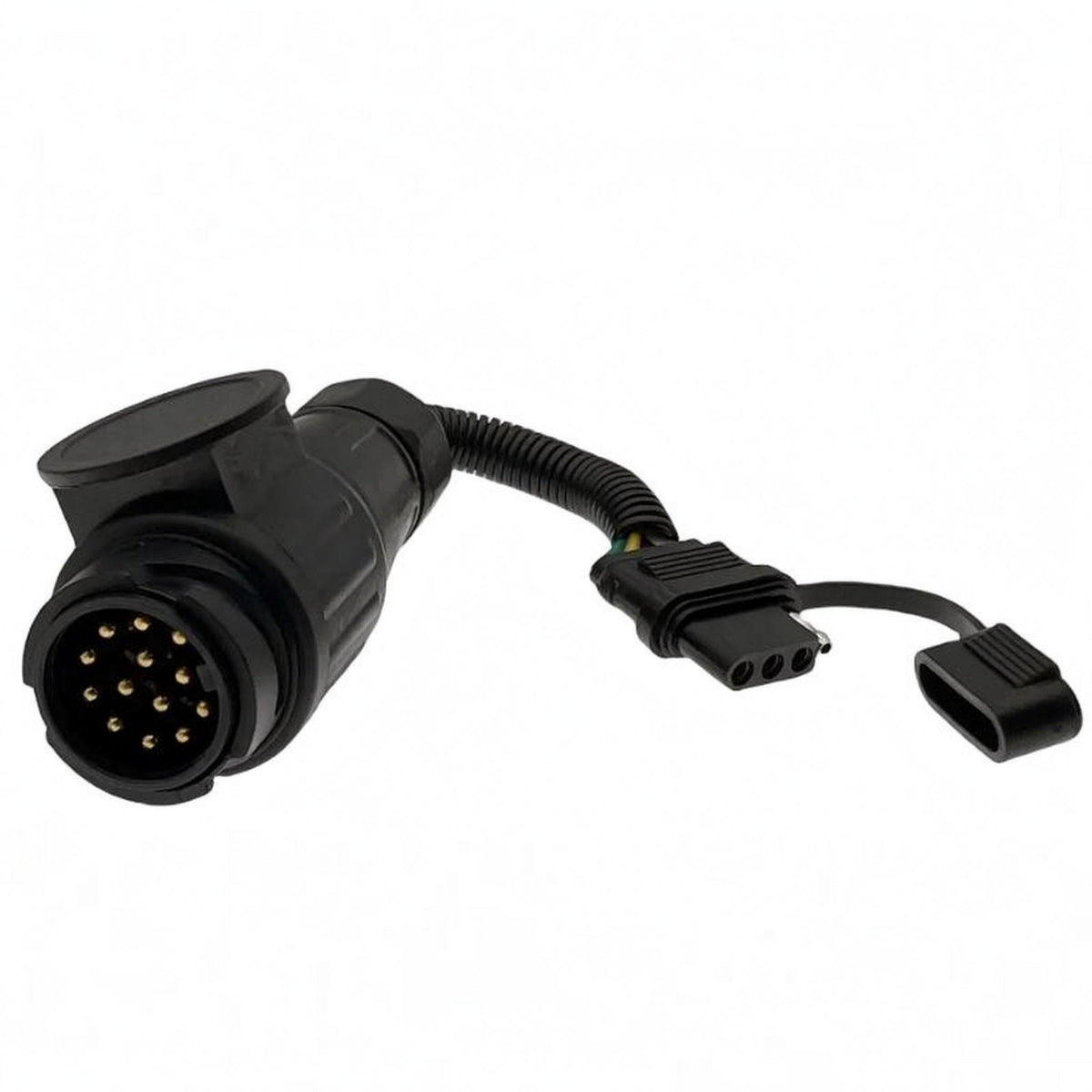 13-Pin to 4-Pin Adapter Black Trailer Connector Cable Ribbed Vehicle Accessory