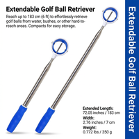 Telescopic Golf Ball Retriever Stainless Steel Shaft, Golf Ball Collector for Water Hazards, Portable Golf Ball Picker with Non-Slip Grip