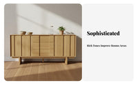 Wooden Sideboard with Drawers Solid Hardwood Living Room Storage Cabinet Sturdy & Stable Entryway Console Cabinet for Families, Hallway, Bedroom