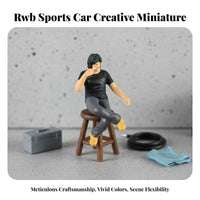 1:64 Scale Mechanic Figure Collectible 1:64 Scale People Figurine Car Tuner Figure High Intricacy Hand-Painted Resin Figurine