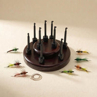9-Hole Fly Hook Rack Round Fly Hook Display Stand Solid Wood