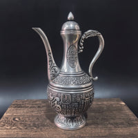 Antique Style Beverage Pot Decorative Pot with Domed Lid Ornate Vessel for Decorators, Living Room, Shelf Display