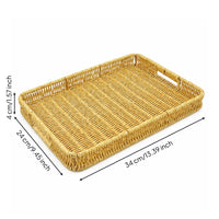 Wicker Serving Basket with Handles Rectangular Wicker Tray with Handles Versatile Rectangle Serving Tray for Hosts, Bakery, Kitchen