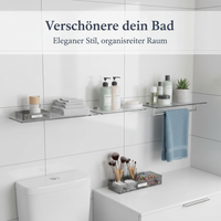 Luxury Wall-Mounted Bathroom Shelf with Towel Bar for Cosmetics and Toiletries, No-Drill Installation