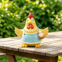 Chicken Figurine Sculpted Shelf-Sitting Chicken Figurine Adorable Hand-Painted for Collectors, Bookshelf, Garden