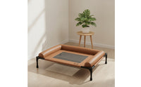 Breathable Raised Pet Bed with Raised Border Cooling Elevated Dog Bed Portable Elevated Pet Cot with Cushion Stable for Indoor