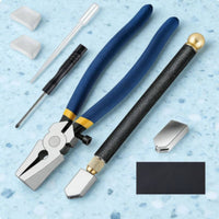 Carbide Cutting Head Glass Cutter and Pliers Set Flexible-Loaded Loaded Handles Glass Cutter and Plier Set High Carbon Steel Crafting Supplies Multi-Purpose for Crafters, Beginners