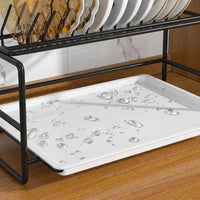 Small Dish Rack and Single Layer Cabinet Organizer, Stainless Steel Dish Rack for Kitchen Counter, Modern Minimalist Space Saving Cabinet Insert