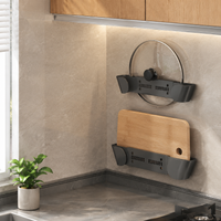 Wall-Mounted Pot Lid Holder, No-Drill Pan Lid Organiser, Saucepan Lid Storage for Cabinet Door, Space-Saving Kitchen Solution
