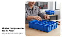 Large Capacity 48compartment Component Case versatile Use Organizer Box strong Construction Parts Container Adjustable Compartments for Hobbyists, craftspersons, DIY hobbyists, Workshop, Garage, Craft Room, Home Office