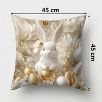 4 Pieces Easter Pillow Cover Holiday Decor Hare Motif Pillow Case Soft Material Bunny Throw Pillowcase for Homeowners, Families, Living Room, Bedroom
