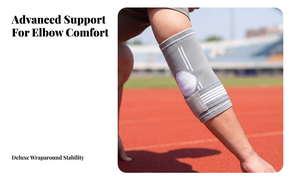 Elastic Elbow Support Sleeve with Strap | Breathable Lightweight Design, Knitted Elbow Support, for Workouts