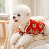 Knitted Dog Sweater and Cat Sweater, Button Front Diagonal Neckline Acrylic Knitted Cat Sweater and Dog Sweater