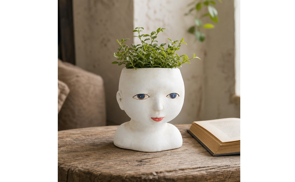 Face Planter Sculptural Bust Planter Face Flower Pot Elegant Statue Classical for Desk, Bookshelf