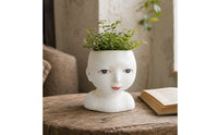 Face Planter Sculptural Bust Planter Face Flower Pot Elegant Statue Classical for Desk, Bookshelf