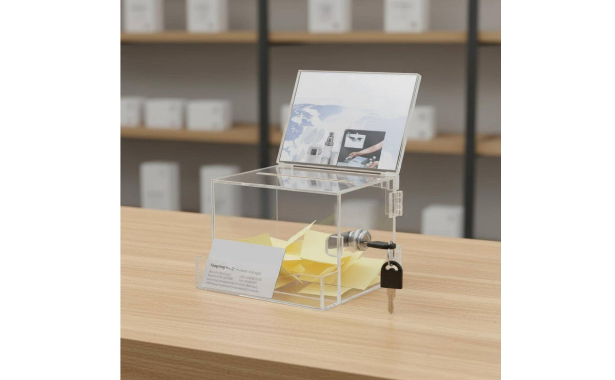 Clear Donation Box with Lock Versatile Clear Acrylic Comment Box Smooth Edges Acrylic Tip Jar for Fundraising, Events