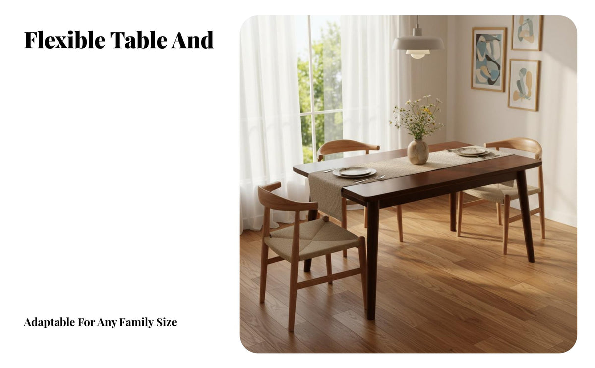Solid Wood Dining Table Set Nordic Design Solid Wood Dining Table Space-Saving Home Design Furniture for Families, Homeowners, Morning Meal Corner