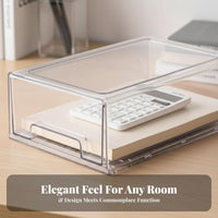 Stackable Drawer unit Transparent 3-Drawer Storage Chest Clear Drawers for Desk
