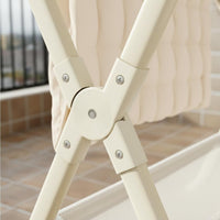 Heavy Duty Foldable Clothes Drying Rack Height Adjustable Double Rod Garment Rack Windproof Design Extendable Clothes Horse Installation-No Assembly Required for Balcony, Indoor, Outdoor