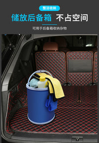 汽车用折叠水桶收缩桶车载便携式洗车专用桶户外旅行钓鱼可伸缩筒 9L升级加厚款--蓝色（洗车钓鱼两用）