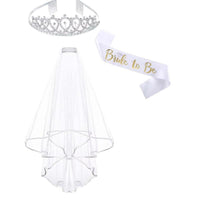 Bridal Tiara, Shimmering Soft Veil & Sash Set, Princess Theme, Party Accessory