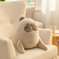 Soft Soft Toy Seal Huggable Seal Stuffed Animal Fuzzy Stuffed Sea Animal 35 Cm for Children, Toddlers, Baby, Bedtime, Nursery, Sofa