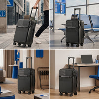20 Inch Suitcase with Rotating Wheels Hard-Sided Suitcase with Front Pocket Secure Carry on Luggage for Passengers, Business Trips