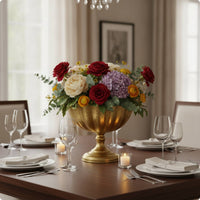 Pedestal Vase Gold Metal Vase Flower Arrangement Detachable Vessel for Table Centerpiece