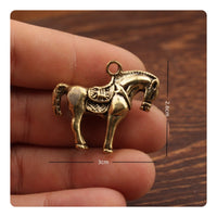Brass Horse Figurine Cast Metal Horse Ornament Animal Decor Worn Look Decorative