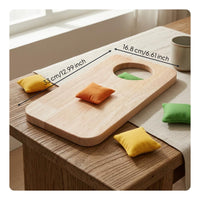 Natural Wood Sandbag Tossing Board Polished Finish Wooden Throwing Board Rounded Corners Cloth Game Set Oval Cutout for Children