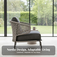 Woven Rope Armchair Nordic Appearance Woven Rope Lounge Chair Handwoven Design Outdoor Furniture for Homeowners, Business-Grade Buyers, Sunroom