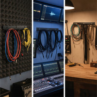Multi-Slot Wall Mount Cable Organizer Heavy-Duty Metal Cable Rack with 20 Slots Space-Saving Long-Lasting for Musicians, Workshop