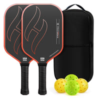 2 Pieces Pickleball Paddle Set with Balls Carbon Fiber Pickleball Set with Bag Sporting Goods Matte Long-Lasting for Players