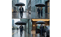 Stormproof Automatic Umbrella with Cover Waterproof Long-Handle Umbrella Heavy Duty Large for Business Professionals, Commuters, Daily Commute