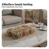 Compartment Snack Platter Multi-Functional Divided Serving Tray Elegant Design Serving Bowls with Tray for Hosts, Living Room, Parties, Holidays