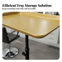Modern Gold Finish Rolling Service Tray Easy to Clean Adjustable Height Rolling Tray Stable Base Salon Trolley Sturdy Construction for Hair Stylists, Hairstylists, Aestheticians, Barber Shop, Barbershop, Beauty Medical Center, Spa