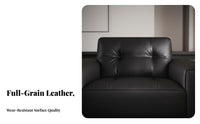 Straight-Line Block Settee Genuine Leather Multi-Seat Settee Italian Minimalist Design Sofa for Homeowners, Apartment Dwellers, Lounge Area, Bedroom