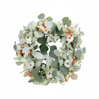 Artificial Pumpkin Wreath Nordic Style Holiday Greenery Door Wreath Easy to Hang Home Decor for Christmas
