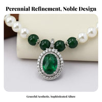 Pearl and Green Stone Necklace Mother's Day Gift Gemstone Pearl Necklace